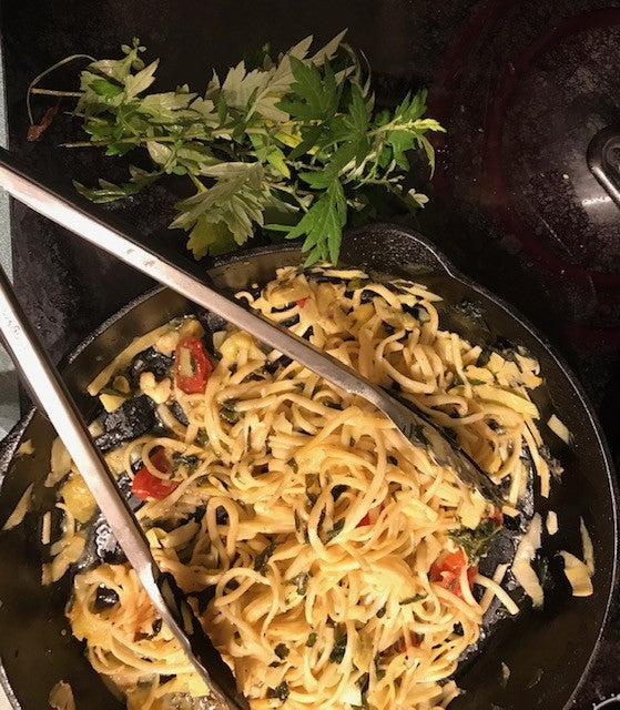 Mugwort again -- this time in one-pot pasta