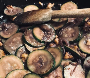 Zucchini with Walnuts -- a great way to use this perennially-available vegetable in winter